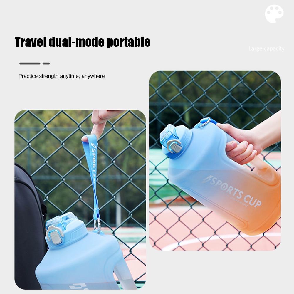 2.3L Fitness Water Bottle Outdoor Gym Workout Exercise Sports Leakproof Drinking Frosted Cup with Time Scale Drinkware