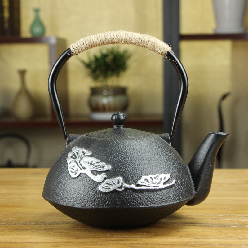 Gietijzeren Theepot Japanse Theepotten 1.2L/1200MlL Gietijzeren Theepot Theepotten IJzeren Theepot Ongecoate IJzeren Theepot Koperen Cover Craft Iron Pot Ornamenten Japanse Theepot