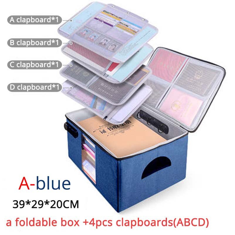 Files Bag Briefcase Document Certificates Organizer Multilayer Large Capacity Travel Document Storage Bag Box Home Office Use: A-blue