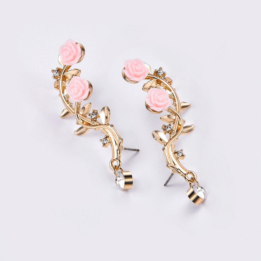 2 Stuks Creatieve Bloemvorm Strass Zoete Persoonlijkheid Romantische Gold &amp; Sliver Kleur Earring Ear Stud