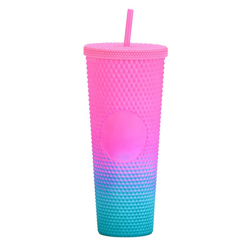 710ml Kaffee Tasse Sommer Kalten Wasser Becher Becher Tasse Mit Stroh Doppel Schicht Kunststoff Durian Diamant Strahlende Göttin tassen: 19
