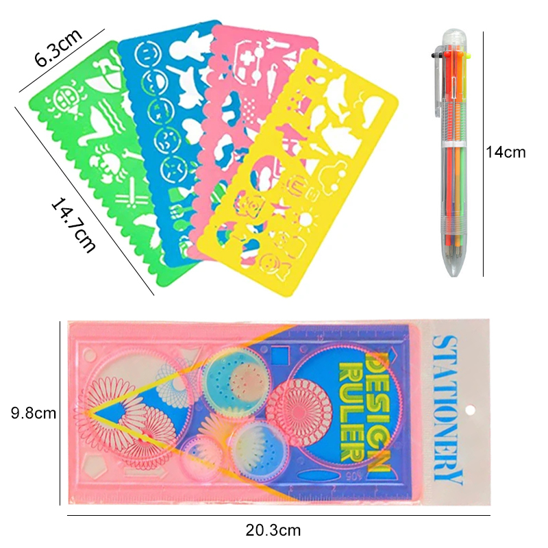 Modèles de peinture spirographe stylo à bille jouets de dessin pour enfants Puzzle art outil de bricolage multifonctionnel règle d'anniversaire TMZ: Clair