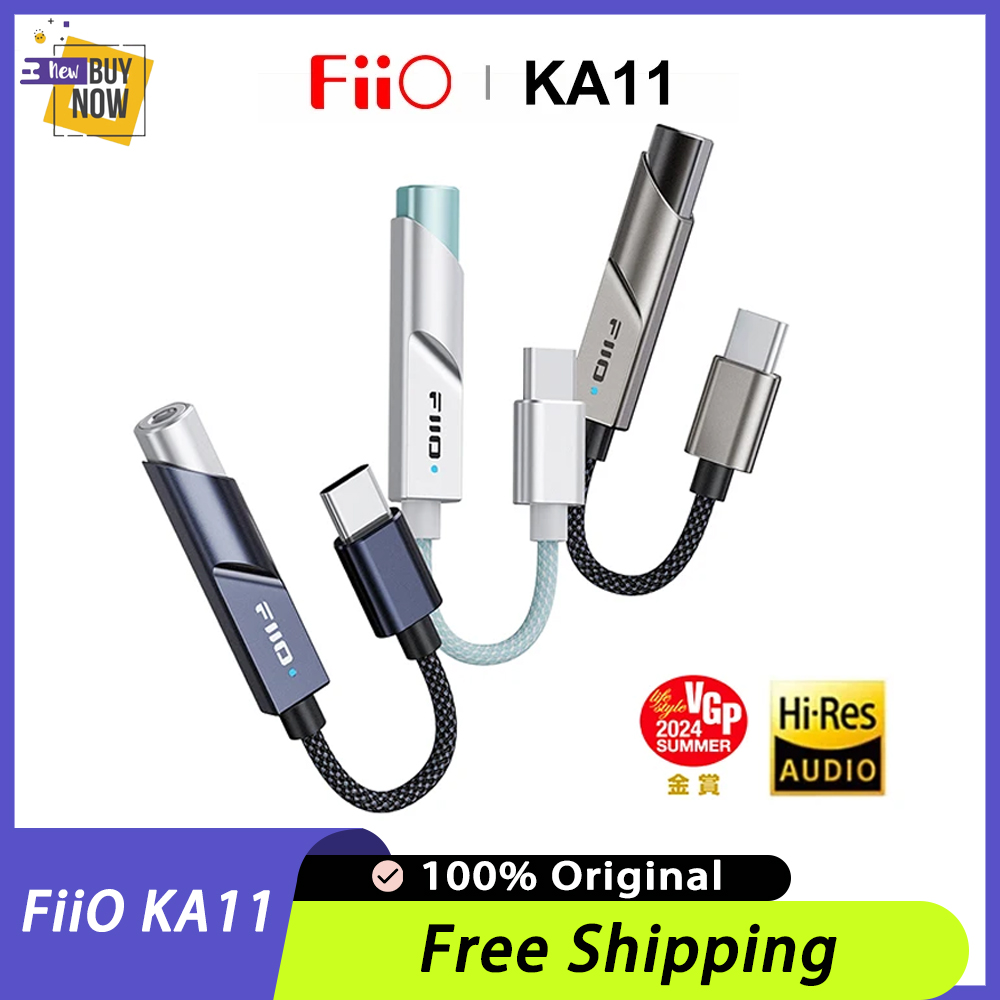 FiiO KA11 sonido Hifi USB DAC AMP Audio de alta resolución tipo C a adaptador de 3,5mm USB Dongle DAD256 amplificador de auriculares teléfonos Android iOS
