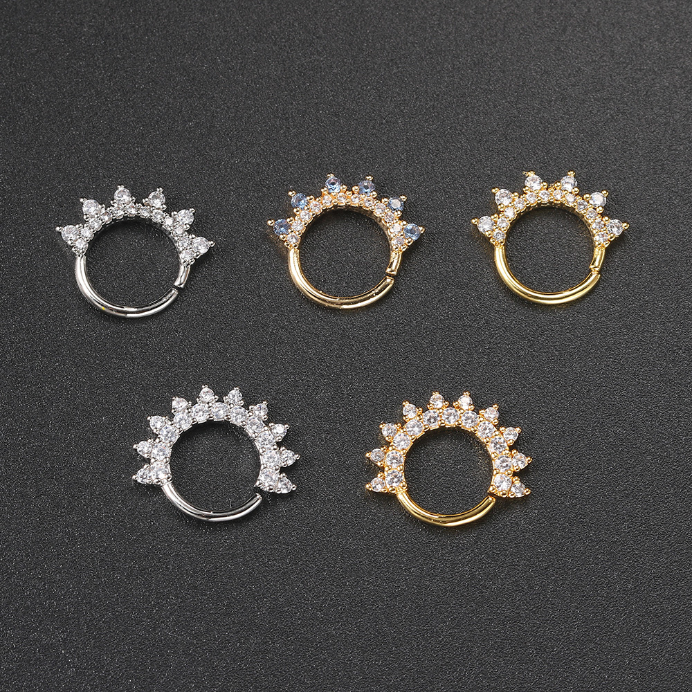 Daith-pendientes de aro para Piercing en la oreja para mujer, aretes minimalistas con hélice perforada de circonita, Color dorado, cartílago, anillo Simple para la nariz, joyería para el cuerpo