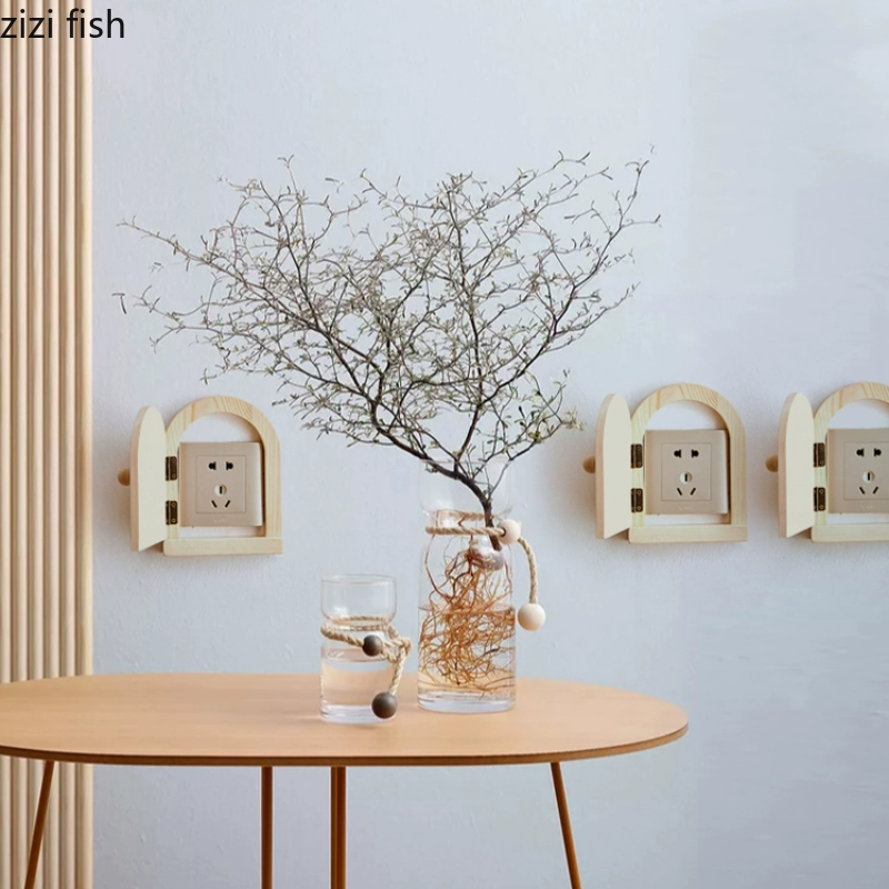 Wood Switch Sticker Switch Protective Sleeve Decoration Crafts Wall Accents Socket Trim Frame Protective Cover Wall Decoration