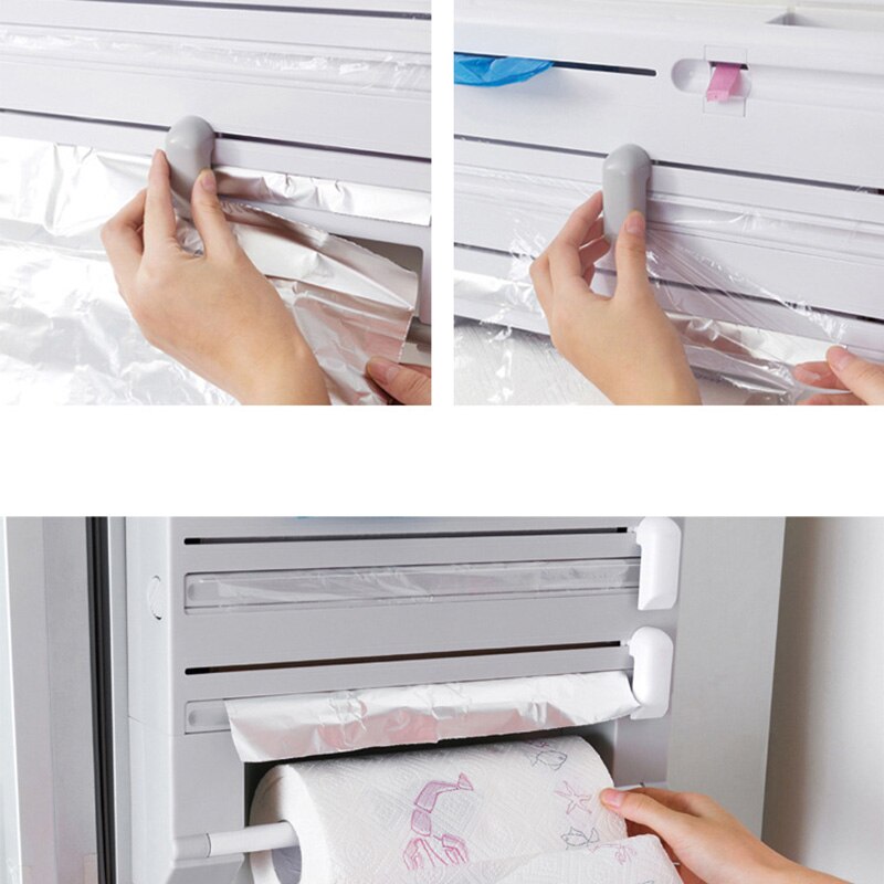 Paper Holder Plastic Wrap Cutter Dispenser Preservative Film Cutter Tool Multipurpose Shelf Storage Box