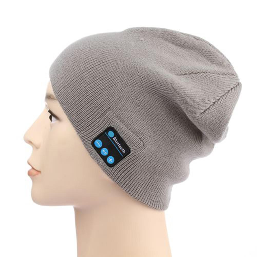 Gorro de lana con auriculares de música recargables por USB, gorro de invierno con Bluetooth