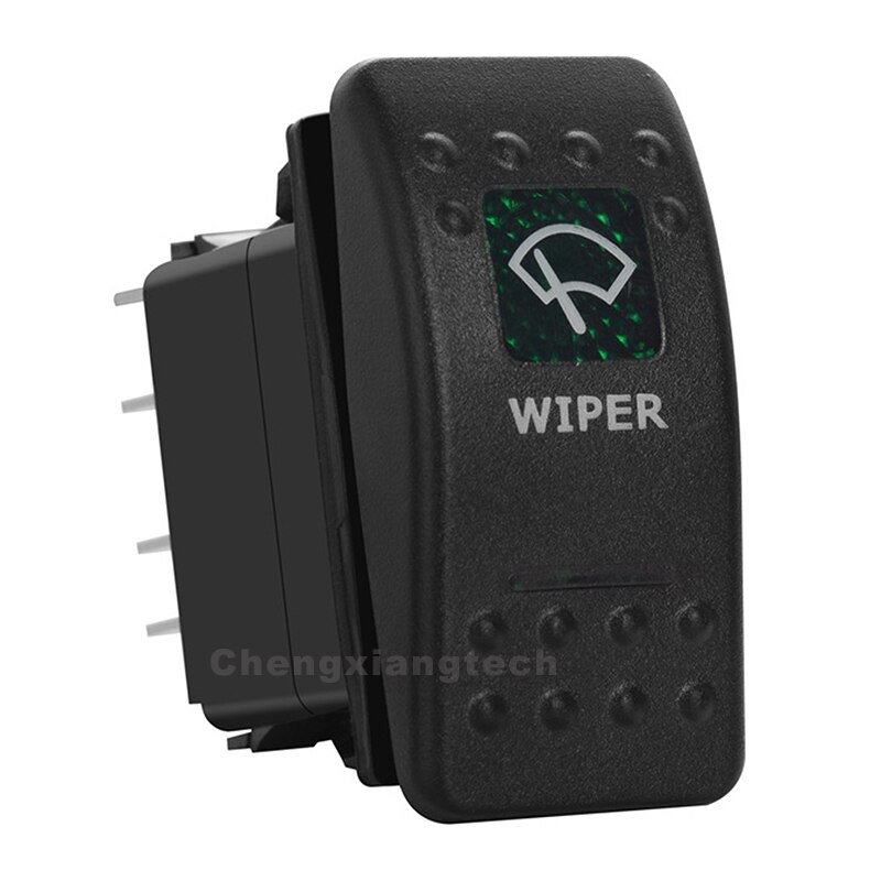 WIPER 7 Pin On Off On Green Led Backlit Rocker Swi... – Grandado
