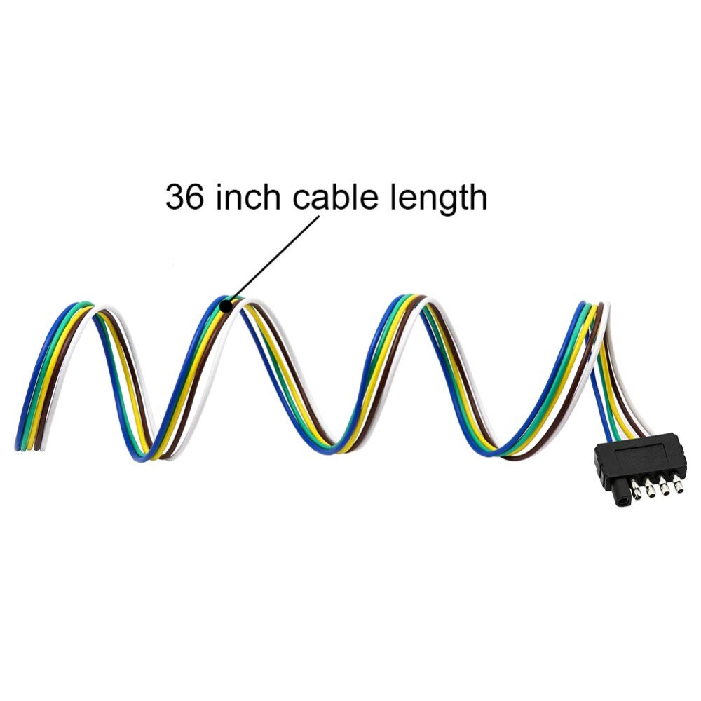 TIROL 5-Way Flat Trailer Wire Harness Extension Connector Plug with 36 inchCable Length End Connector T24510b