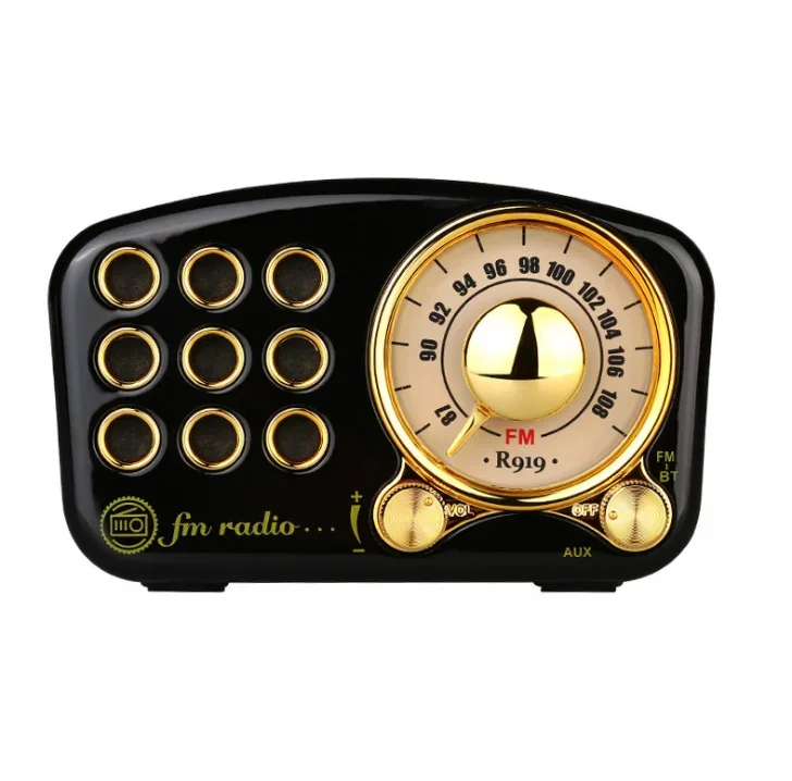 Portable Retro Radio Bluetooth Speaker Walnut Wooden FM Radio Old Fashioned Classic Style Support TF Card Or AUX Cable Play: black