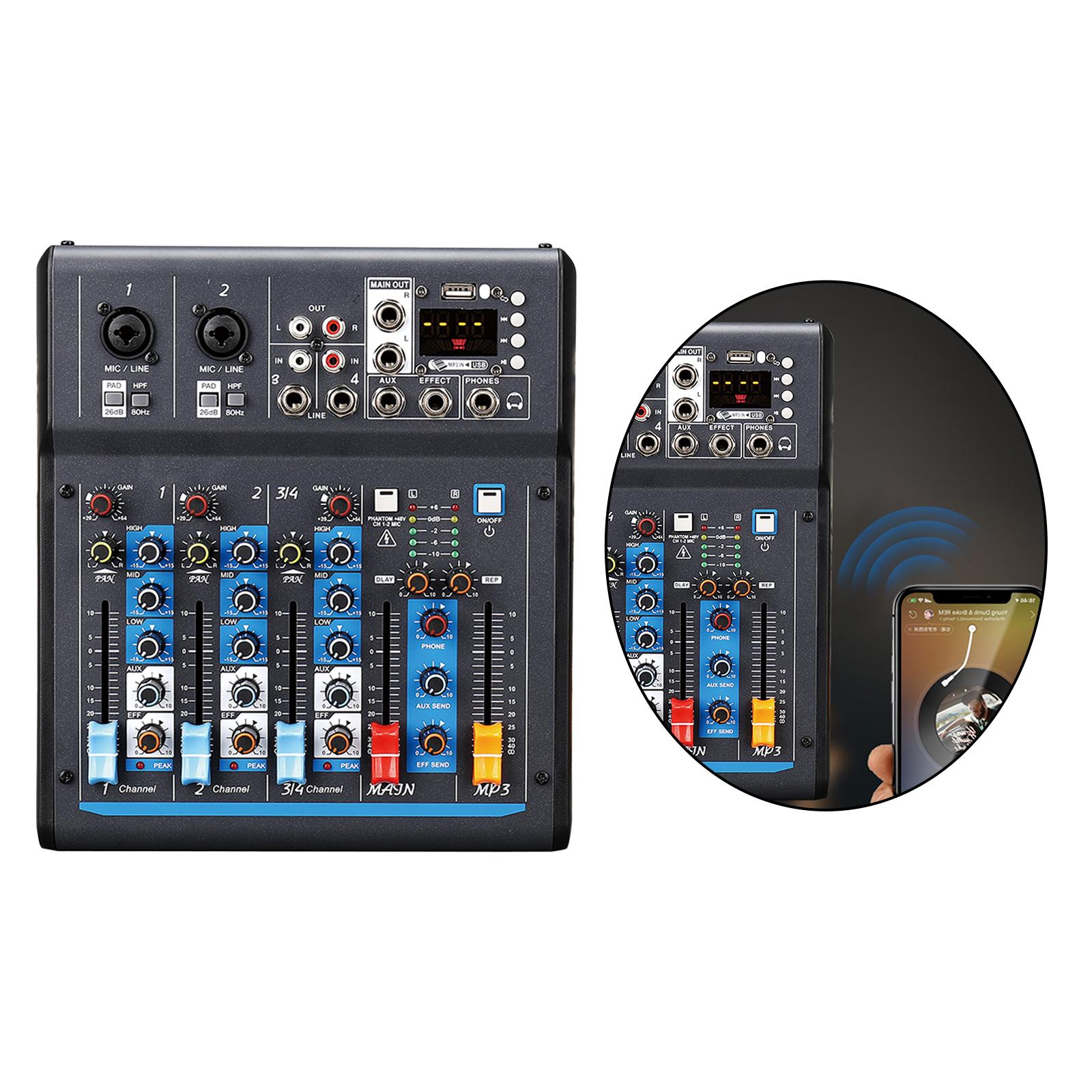 Small Audio Mixer 4 Channel Digital Signal Processor Digital Display Bluetooth Sound Board Console NX4 US Standard for Online PC