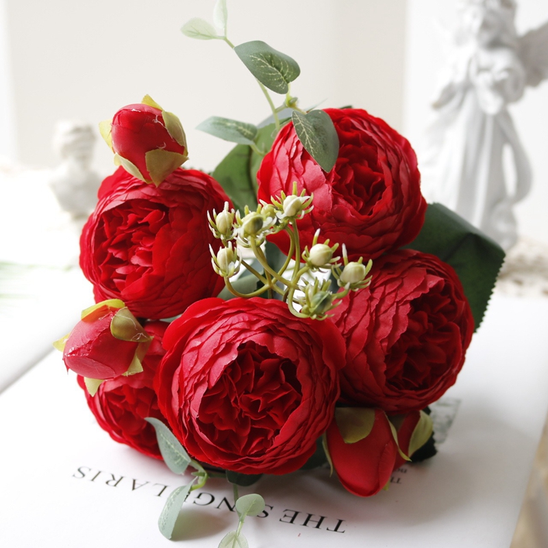 Buquê de flores artificiais de rosas para decoração de casa, festa de casamento, suprimentos de flores falsas, artesanato diy, acessórios de vaso de flores