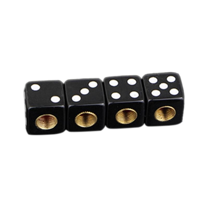 4pcs Dice Shape Car Truck Wheel Tire Air Valve Stem Cover Dust Cap Bicycle Valve: Black