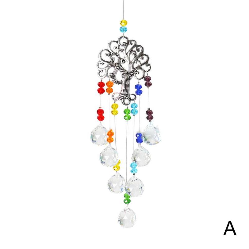 Hanging Crystal Dream Catcher Rainbow Prism, Crystal Wind Chimes Tree Of Life Garden Decoration Colibri Decoration Garden Bell: 1