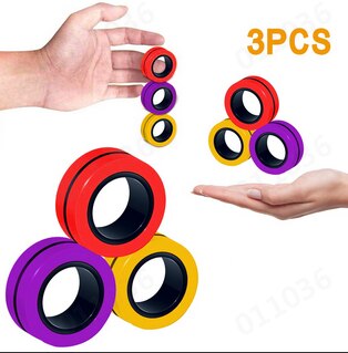 3pcs Fidget Spinner Funny Magnetic Bracelet Ring Unzip Toy Magic Ring Props Tools Anti Stress Figet Toys Stress Child Fidgets: F