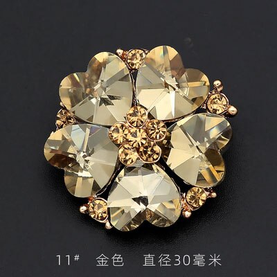 1 pz/lotto 30/38mm gonna visone pelliccia cachemire strass cristallo bottone visone colletto bottone cappotto pulsante C271: giallo / 30mm