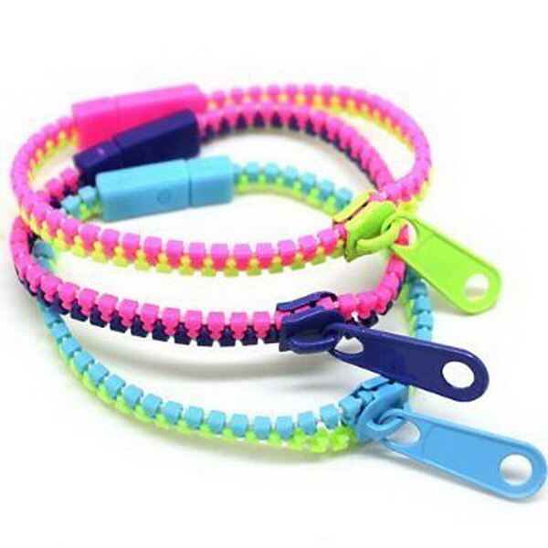 Gratis ePacket 50 stks Mooie Bicolor Hip Zip Zipper Armbanden Mix Kleuren Unsex Acryl Rits Polsband