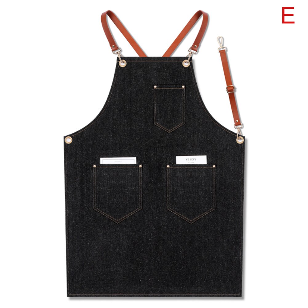 Denim Schürze Gurt Lätzchen Schürze Barista Barmann BBQ Koch Uniform Arbeitskleidung SCVD889: E