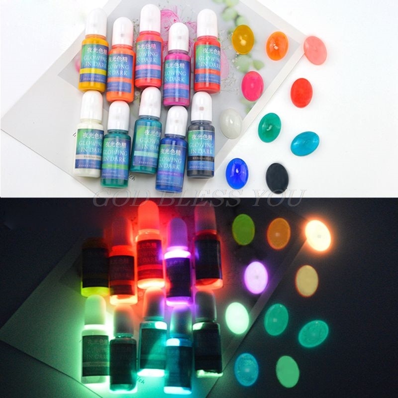 10 Kleuren Gloeiende In Dark Epoxyhars Pigment Kit Lichtgevende Kleurstof Vloeibare Hars Dye Sieraden Maken