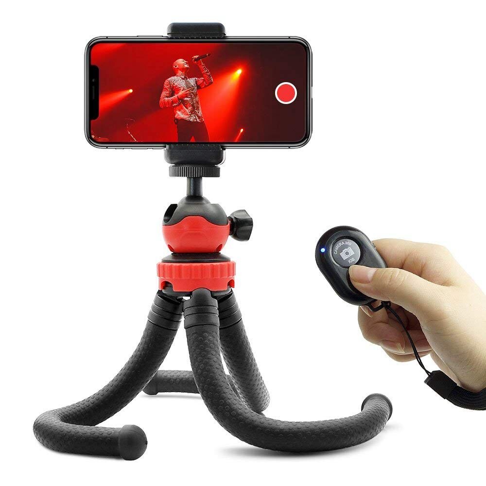 Flexibelt stativ för kameror och mobiltelefoner, med fjärrkontroll för smartphone, kompatibel med iphone, android-telefoner, dslr och ot: Default Title
