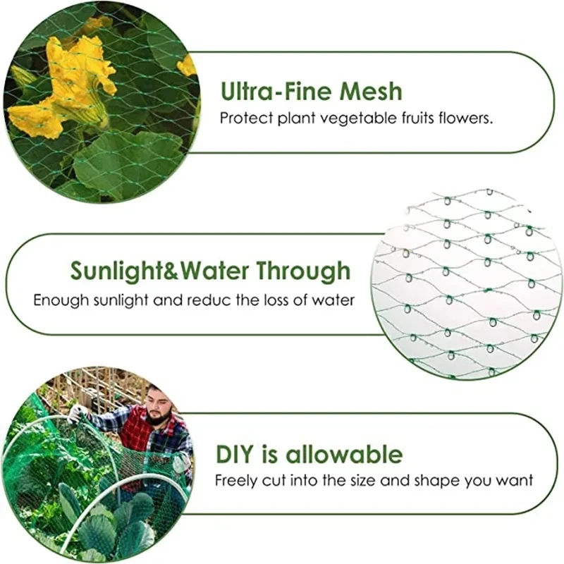 4x5m/ 5x20m Reusable Black Fruit Tree Netting, garden netting for protecting fruit trees, plants and vegetables from birds and a