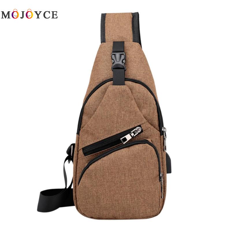 Sac de voyage en toile multifonction pour homme, sacoche de poitrine, chargeur USB, à bandoulière, sac à main pour téléphone