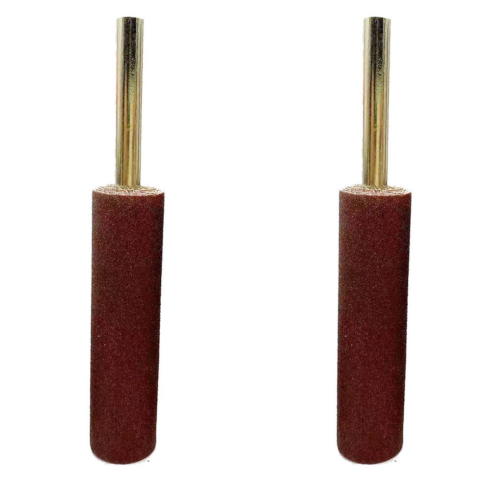 2Pcs Large Cylindrical Head Sandpaper Sanding Band With Steel Shank Sanding Drum for Drill and Rotary Accessories Abrasive Tool: Brown