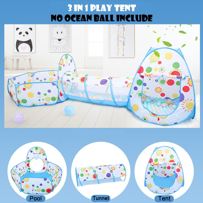 3 in 1 havbolde pools babylegetøj kuglegrav med telttunnelkurv indendørs legetøj til småbørn: 3- i -1 med kurv