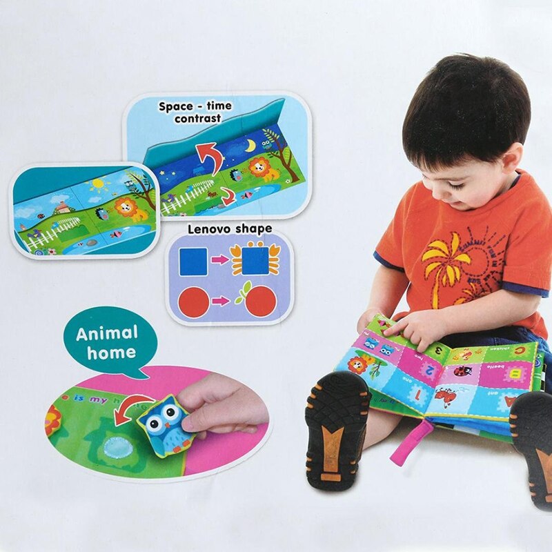 6 Pages Baby Toys Rattles Infant Kids Early Cloth Books Learning Education Unfolding Activity Books Stereoscopic Animals