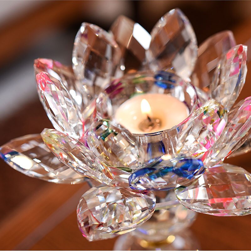 7 farver krystalglas lotusblomst metal lysestager feng shui boligindretning stor fyrfadslys lysestage lysestage indretning