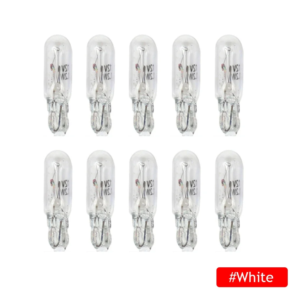 Ampoule Led W2W T5 12V 1.2W, 10 pièces, lampe d'instrument, lumière intérieure de voiture, lampe halogène, lumières d'instruments pour tableau de bord: WHITE