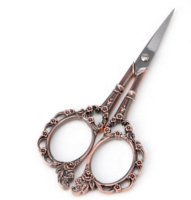 Tijeras florales Vintage europeas de acero inoxidable, papelería para costura, suministros de corte, tijeras de costura, herramientas de bricolaje, C26, 1 ud.: Red