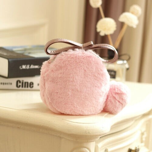 Winter Faux Fur Girl Coin Purse Children's Wallet Small Change Purse Kid Plush Bag Coin Pouch Bow/Fur Ball Baby Handbag: Pink