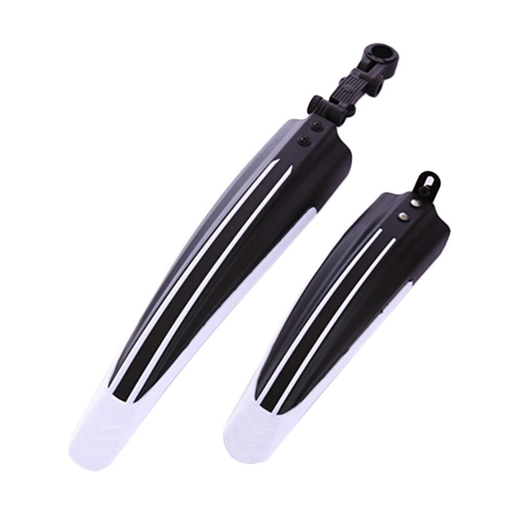 2Pcs Fiets Voor Achter Tire Fender Spatbord Set Mountain Road Bike Tire Fender: Black and White