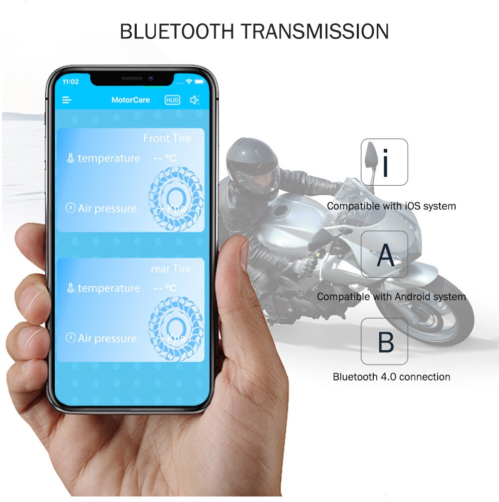 2PCS V100B TPMS External Sensors Motorcycle APP Mode Bluetooth Tire Pressure Monitoring System Battery Life 3 - 5 Years