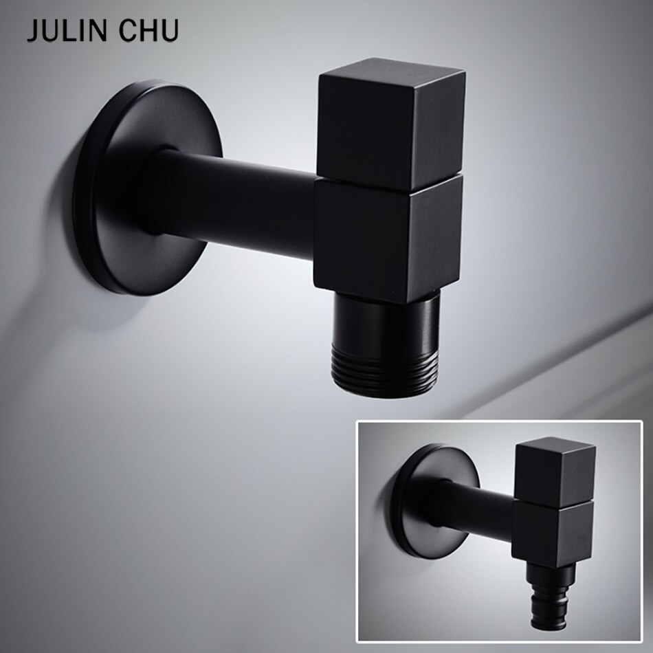 Black Washing Machine Faucet Antique Brass Wall Mounted Single Cold Tap Bibcock Balcony Kitchen Bathroom Outdoor Garden Tap G1/2