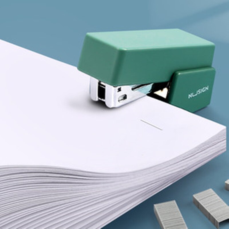 Deli Mini Stapler Set Simple Pure Color Small Portable Stapler Student Learning School Office Desktop Stationery Supply