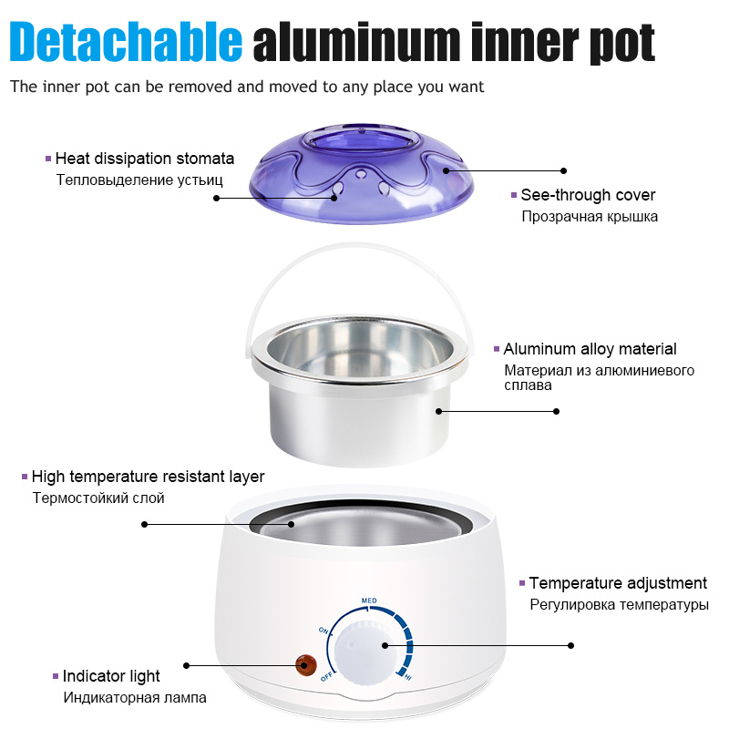 Olla calefactora de cera grande de 500ml para depilación, calentador de parafina, calentador de cera, depiladora depilatoria, máquina de fusión de cera para granos de cera
