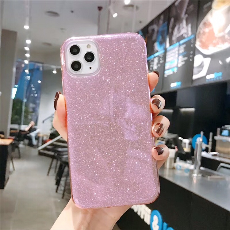 Ottwn Bling Powder Phone Case For iPhone 11 Pro Soft Silicone TPU Shiny Glitter Candy Color Cover For iPhone 11 11 Pro Max Shell: For iPhone 11Pro Max / Pink