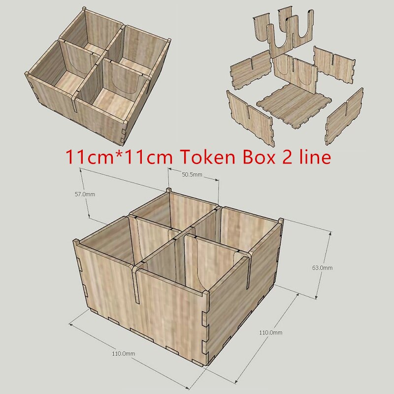 Broken Token Box Size 11cm Arbitrary Combination Diy Wooden Cover Storage Box Store Card For Games Board Games Parts: 2 line