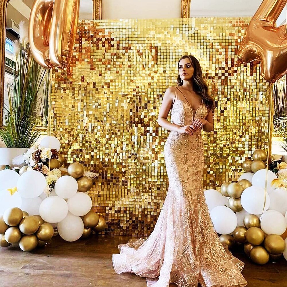 Telón de fondo para , cortina de lentejuelas de aluminio, decoración de pared de , purpurina de lentejuelas, decoración de fondo de cumpleaños y boda