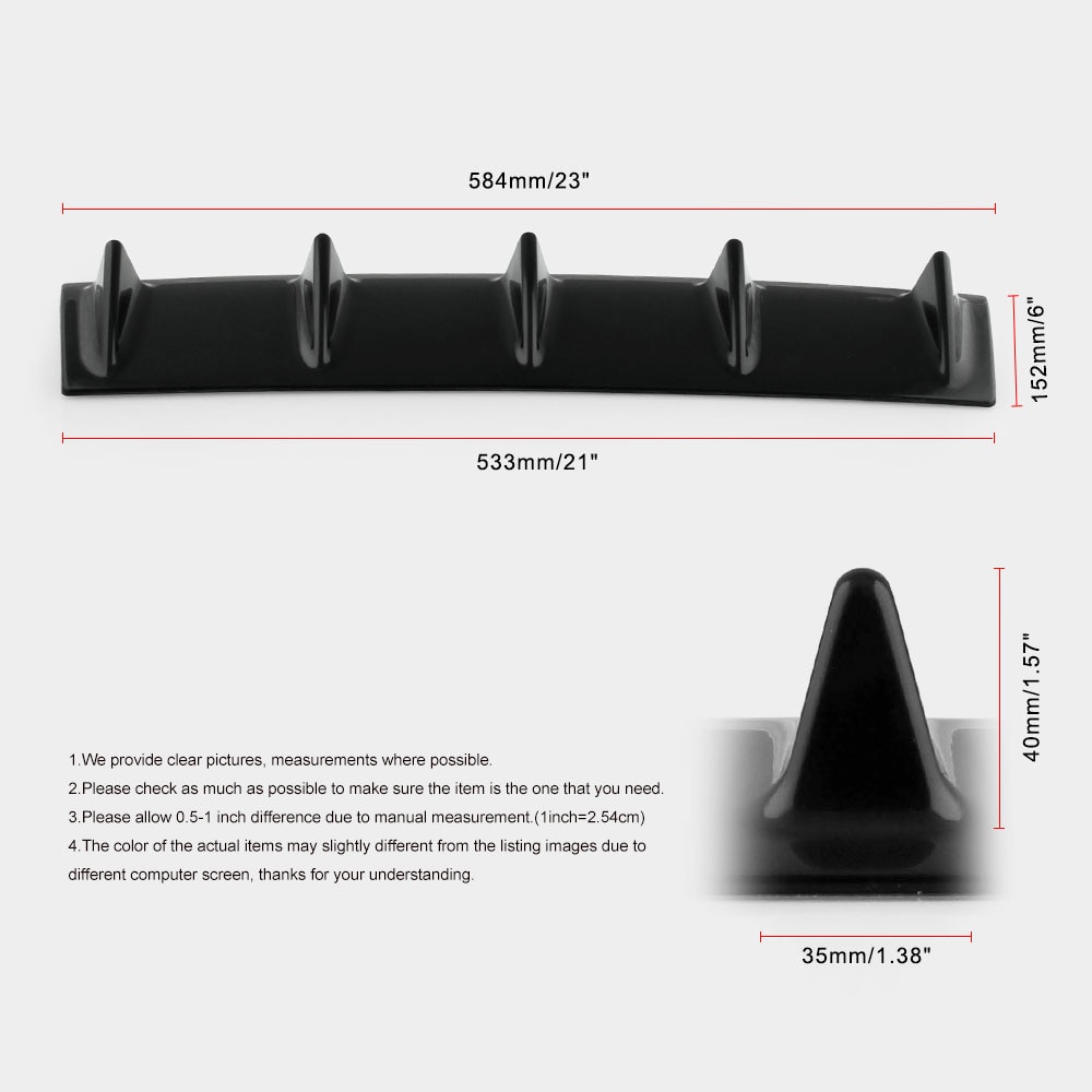 1pcs Car Rear Bumper Diffuser Chassis Spoiler Universal Fin Style Wing Lip Diffuser Car Accessories