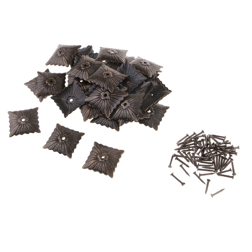 Clous carrés en forme de fleur pour rembourrage de meubles, 50 pièces, décoration de porte murale de maison