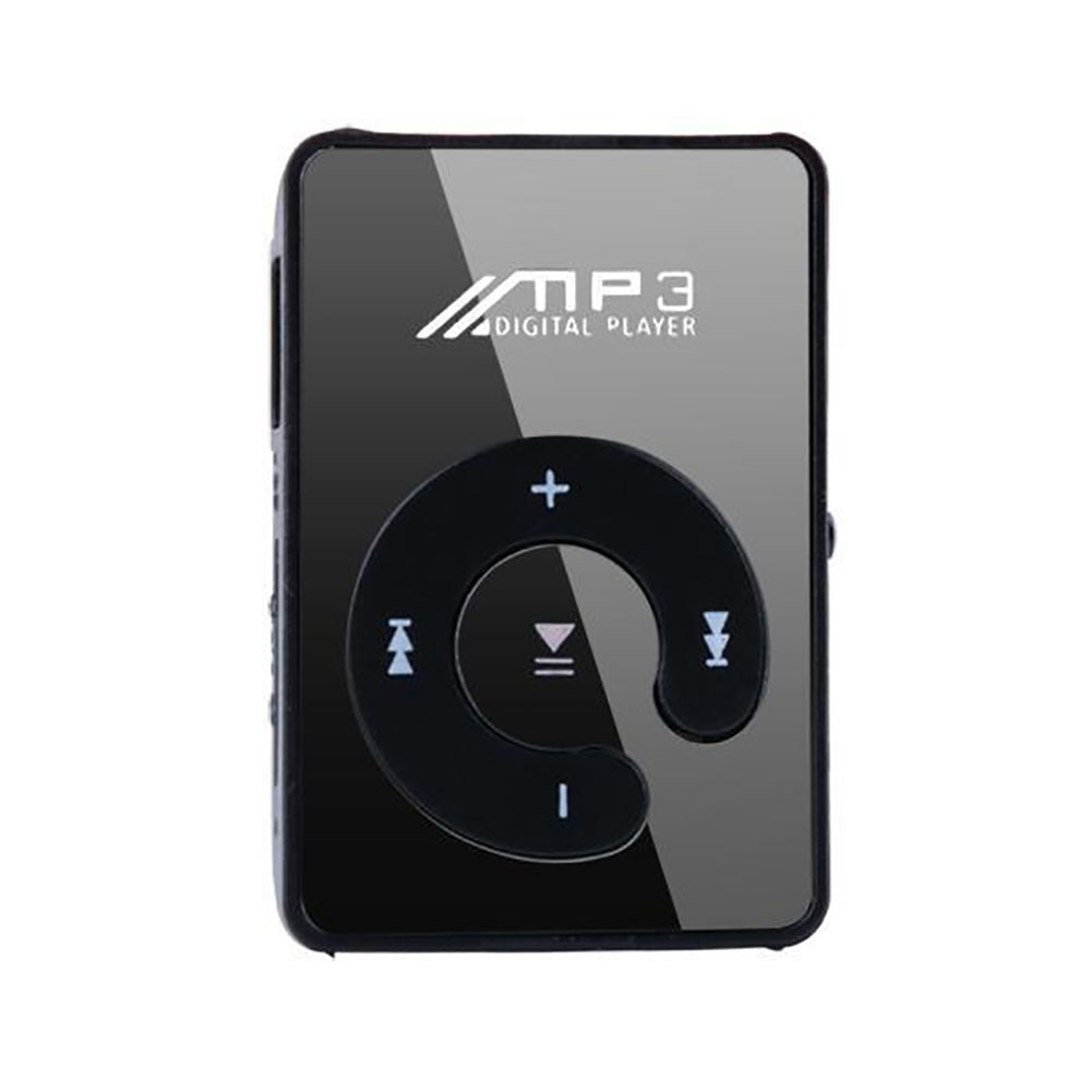 Mirror USB metal mini Clip mp3 Player 8 GB sport portable Music digital TF/SD Card Slot player mp 3 player card: Black