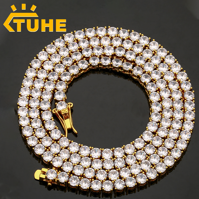 Collier en cuivre glacé de 4mm 5mm 6mm de largeur, chaîne de Tennis en Zircon cubique, couleur Rose or argent, , directe