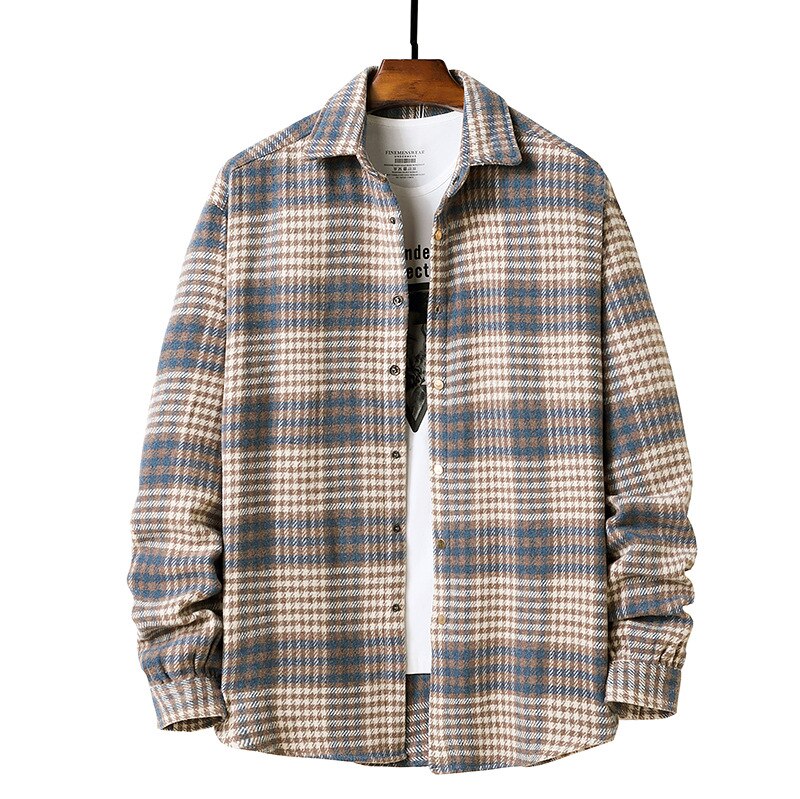 Casual overhemd jassen dikke winter geometrisch patroon lange mouwen flanellen overhemd hiphop streetwear harajuku overhemd europese maat: Blauw / Europese maat xxl