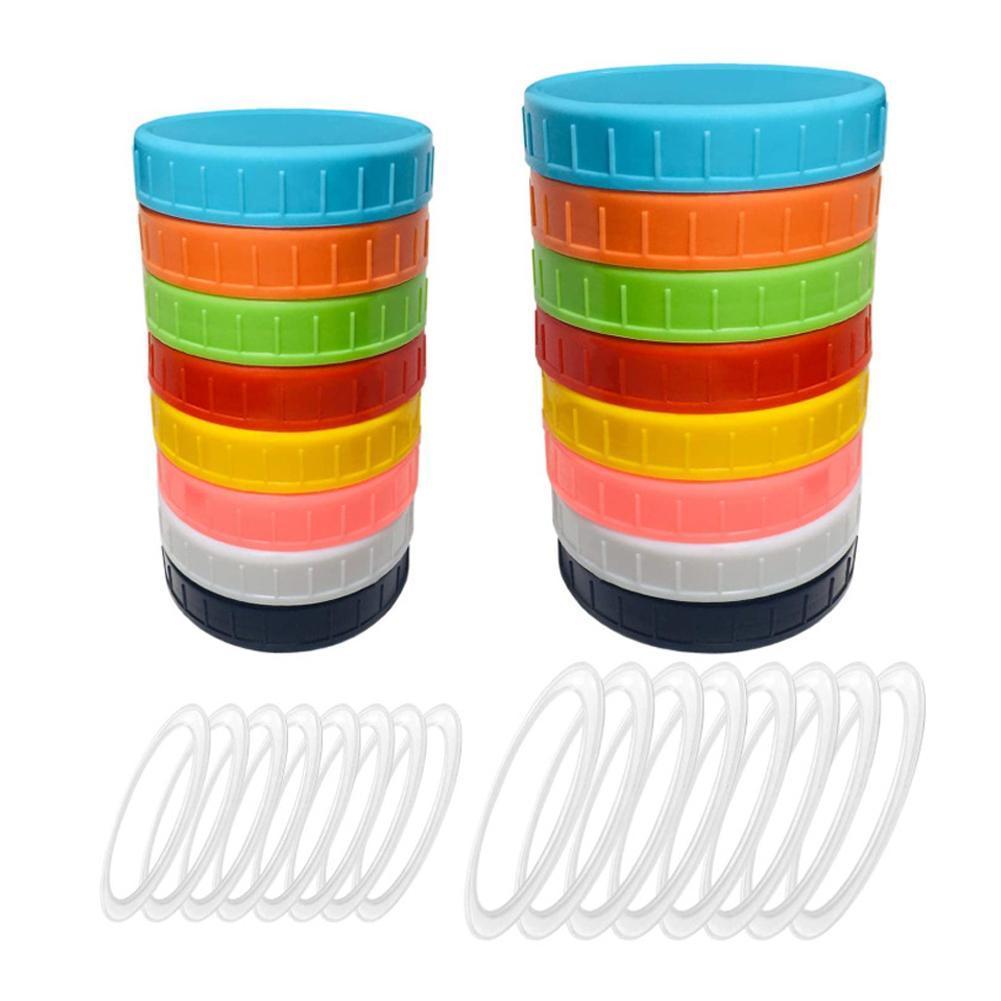 70/86mm Mason Jar Lids Leak Proof Seal Silicone O Ring Plastic Screw Lid Universal Storage Cap Cover For Wide Mouth Mug Cannings