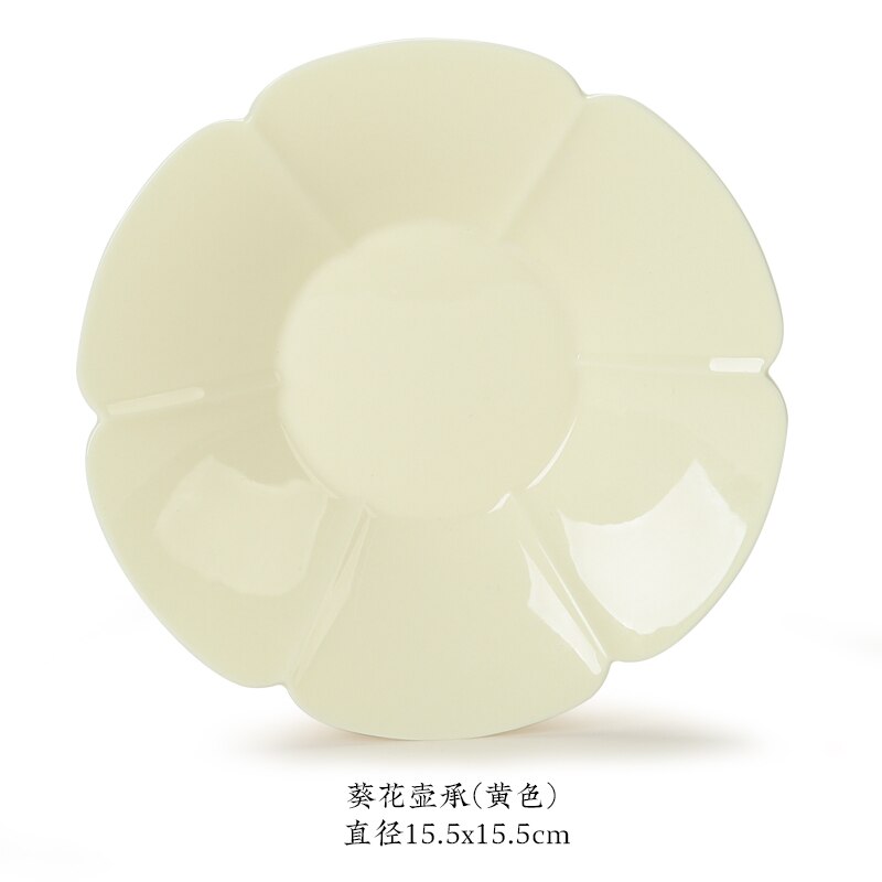 Cover Teacup Handmade Single Colored Glaze Petals Ceramic Tea Bowl Kung Fu Tea Set Gaiwan Tea Ceremony Bowl: Sunflower  (yellow)