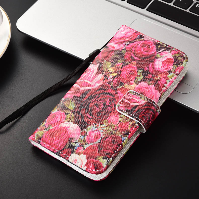 KESIMA para BQ BQ-5211 Strike funda Cartera de dibujos animados PU Funda de cuero encantadora Cool funda para teléfono móvil bolsa escudo: rose flower