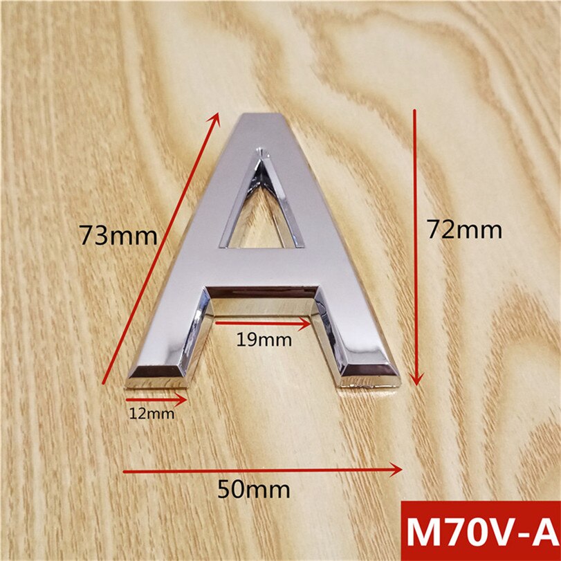 Height 70mm Silver ABS Plastic Silver Self- Adhesive House Door Numbers Address Sign Hotel Home Door Plate Sticker: A